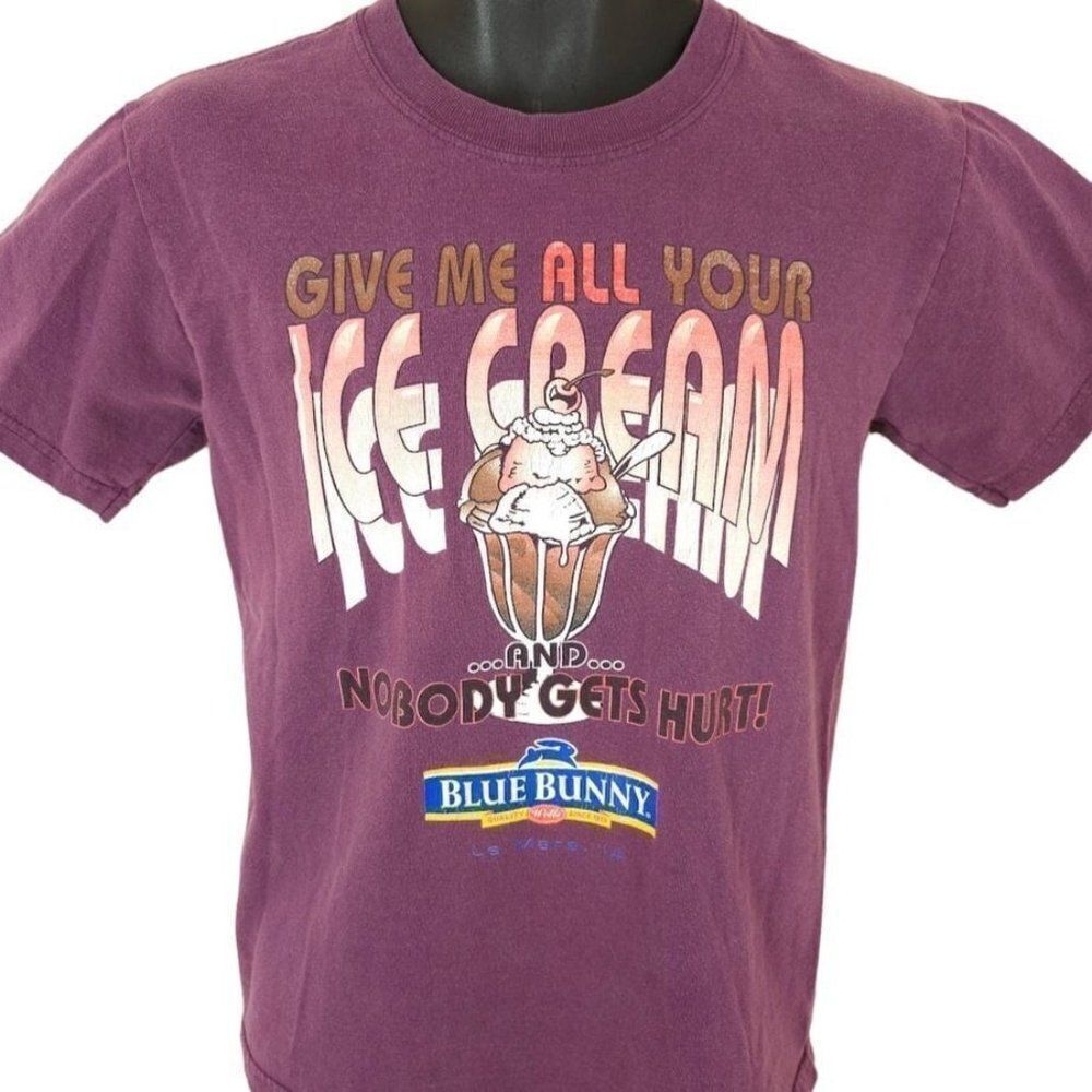 Blue Bunny Ice Cream T Shirt Mens Size Small Vintage Y2K Snack Tee Dessert